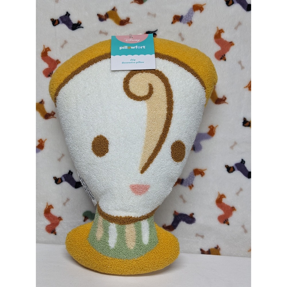 Disney Pillowfort Chip Decorative Pillow Beauty and the Beast Teacup Yellow‎ New
